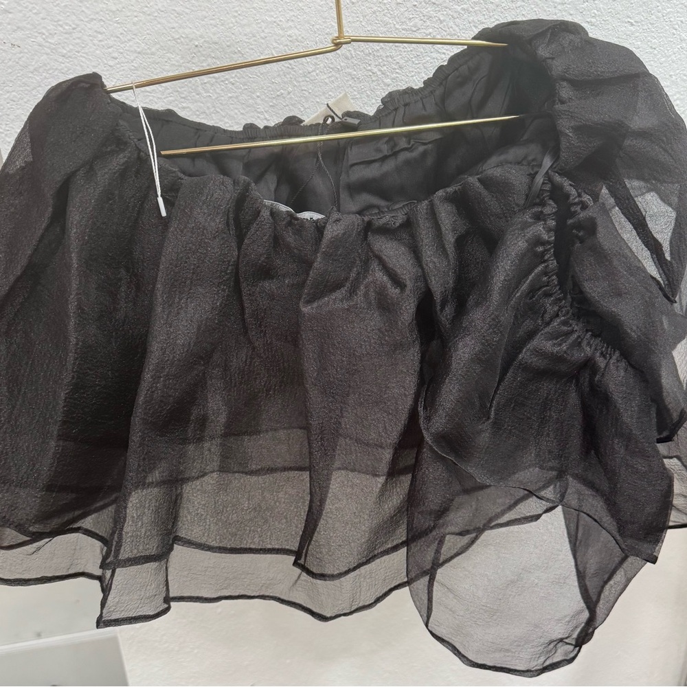 Sheer Black Ruffled Crop Top - Women